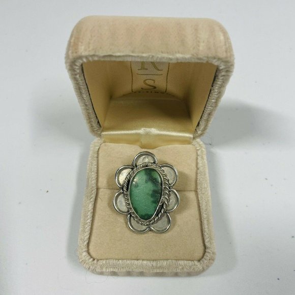 Unbranded Jewelry - Vintage Navajo Native American Turquoise Sterling Silver Ring Size 6 Unsigned